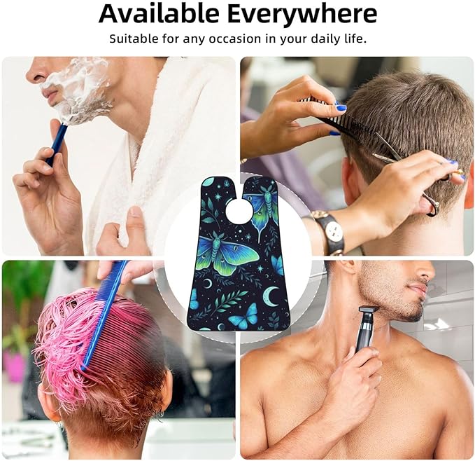 Men's Shaving Accessory Butterfly Moon Stars Moth Leaves, Waterproof Beard Apron with Hair Catcher & Suction Cups
