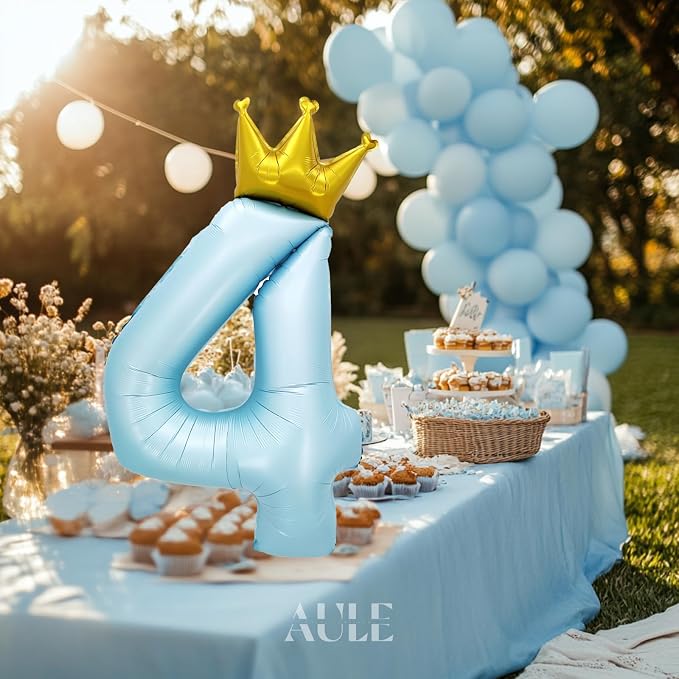 AULE 40 Inch Big Light Blue 4 Balloon Number - Image 5