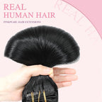PINKPEARL Clip in Hair Extensions Real Human Hair #1 Jet Black Human Hair Extensions Clip ins 16 inch Extensions Human Hair Clip 120g 7pcs Straight Thick Natural Human Hair(#1-16)
