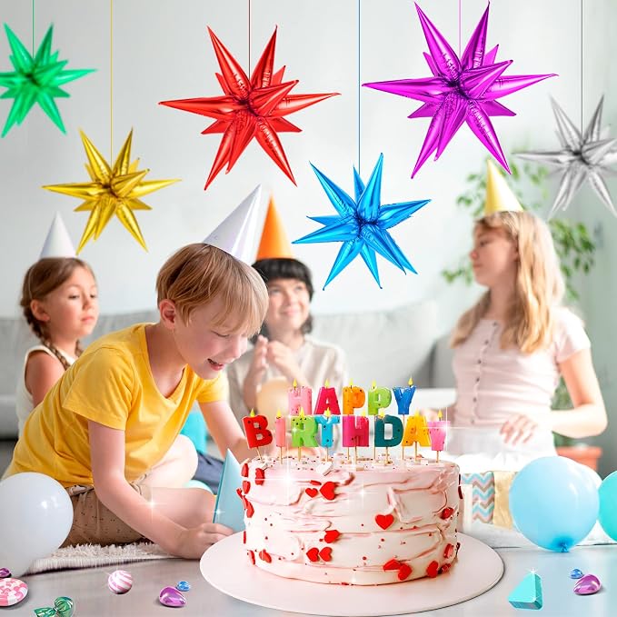 72 PCS Star Balloons, Big 26 Inch Star Cone Balloons Metallic, Colorful - Image 4