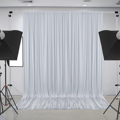 10 ft x 8 ft Wrinkle Free Silver Backdrop Curtain by Outpain