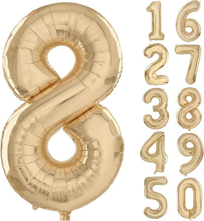 40 inch White Gold Number Balloon Giant Foil Helium Balloons Champagne Gold by Yeodong