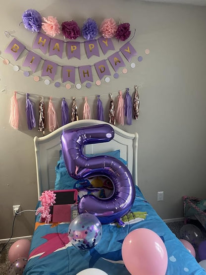 Number Balloons 5 Balloon Purple - Image 2