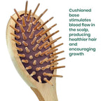 Giorgio Eco Friendly Wooden Bristle Hairbrush - Small Detangling Brush and Hair Growth Brush for Thick or Long Hair - Oval Paddle Hair Brush Made with Anti Static Beechwood, Silicone Massage Cushion
