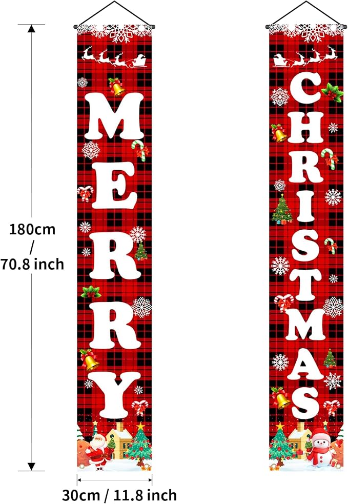 Christmas Decorations Outdoor Indoor Yard Front Porch, Merry Christmas Banner - Image 4