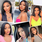 210% Density Lace Frontal Bob Wig Human Hair 12A Brazilian Virgin 9x6 Glueless Wigs Human Hair Pre Plucked Pre Cut HD Transparent Lace Wigs 12 Inch