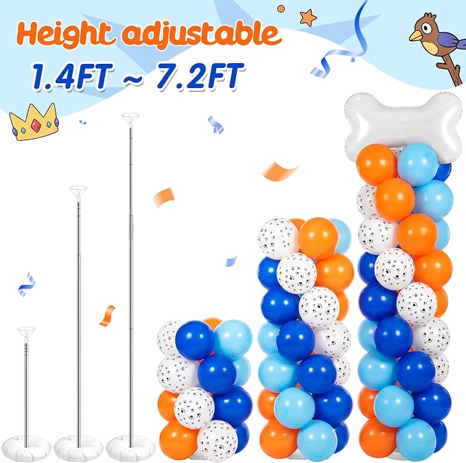 Jenaai 2 Set 163 Pcs Blue Dog Birthday Party Balloon Column Stand Kit | Dog - Image 4