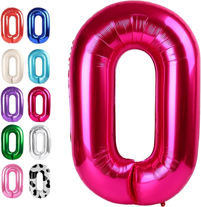 Hot Pink Number 0 Balloon 40 inch, Balloon numbers party supplies, deco photo by Upgesy