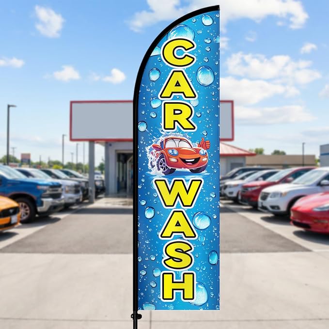 1PC Double Sided Car Wash Feather Flag - Image 2