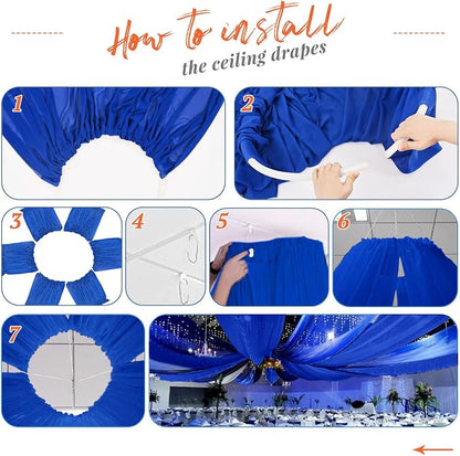 6 Panels Royal Blue Ceiling Drapes - Image 7