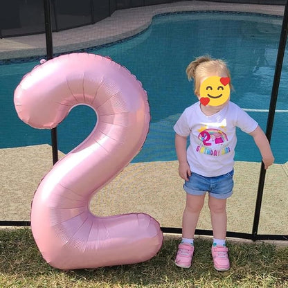 Pastel Pink 2 Balloons, 40 Inch Large Light Pink Foil Number Balloons 0-10 - Image 3