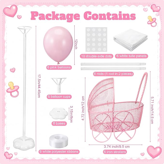 6 Set Pink Baby Shower Centerpieces - Image 2