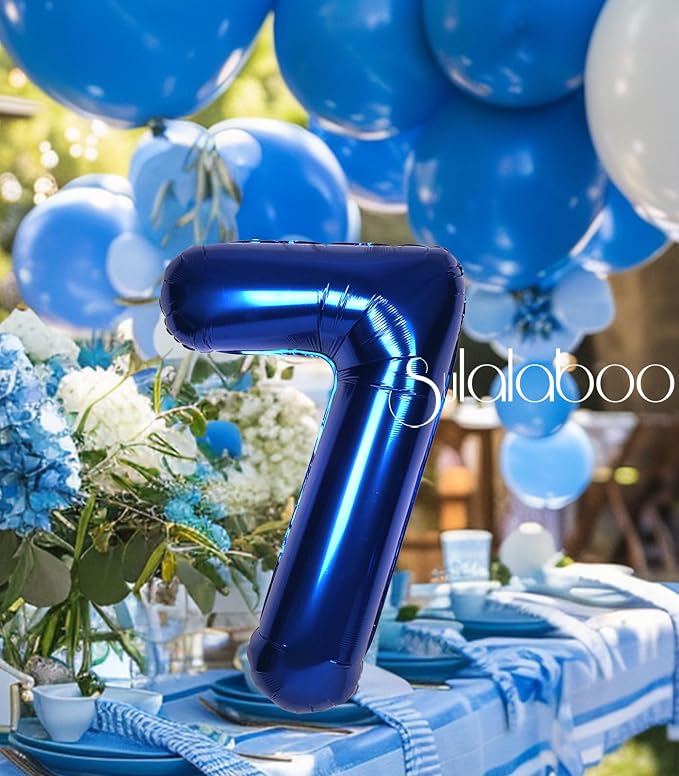 40 Inch Navy Blue Big Number 7 Balloon 0-9 Large Helium | Royal Blue7th Foil - Image 7