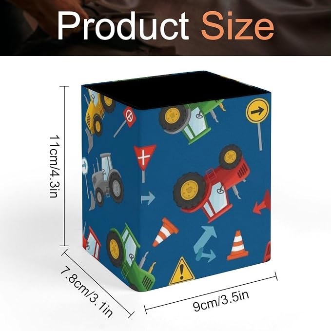 Pencil Holder for Desk, Leather Desktop Container Pen Cup Storage Pen Organizer - Image 2