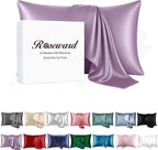 100% Mulberry Silk Pillowcase for Hair and Skin Made in USA, Pure 22 Momme Silk, Acne Pillowcase with Zipper, Hypoallergenic, Cooling, Anti Wrinkle, 1 Pc 20"x26" (Standard, Purple)
