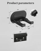 Hair Dryer Holder Wall Mounted,New Upgrade90’ Foldable design Improve space ytilization，Space Organizer for Bathroom Bedroom Washroom (Black, Aluminum Alloy)