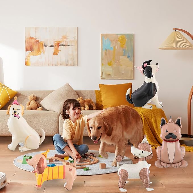 5PCS Dog Balloons Dog Themed Birthday Party Decorations Cute Puppy Foil Mylar - Image 3