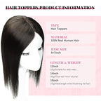 Hair Topper 16inch Toppers for Women Real Human Hair Natural Black Toppers for Women with Thinning 6x7inch Base Clip in Extensions Add Hair Volume Hairpieces 75g(#1BToppers-16inch)