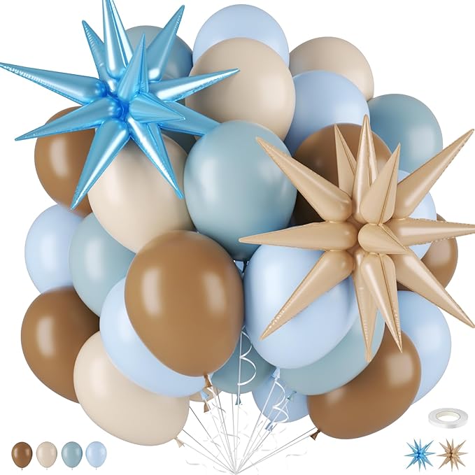 Blue and Brown Balloons, 12 Inch Macaron Blue Nude Brown Latex Balloons by FEYG