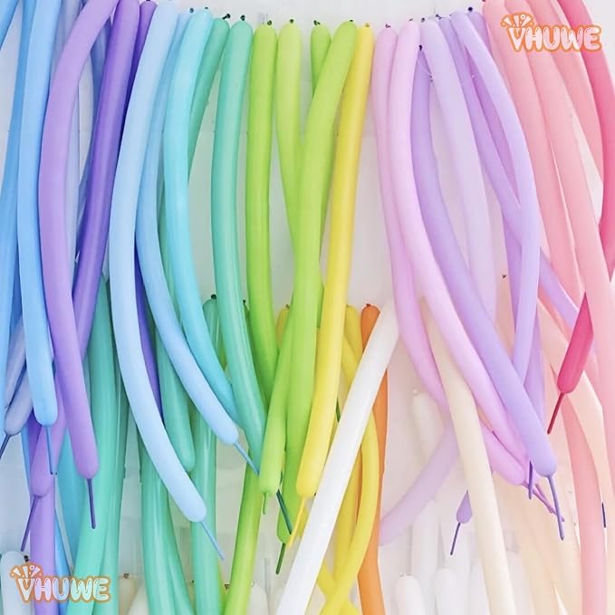 260 Pastel Multicolor Balloons, Thickened 100 Pack Long Twisting Skinny Magic - Image 7