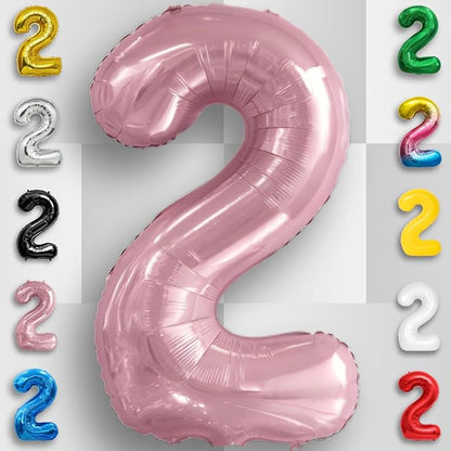 Pink Pearl Number Balloon 2 Mylar Foil Macaron Balloons 40 inch - Image 3