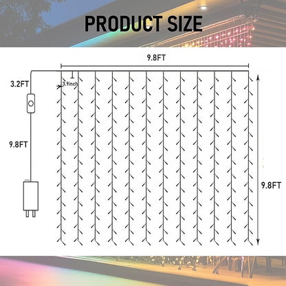 Dazzle Bright 300 LED Curtain String Lights, RGB Color Changing Christmas Fairy - Image 4