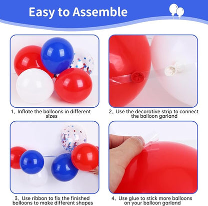 RUBFAC Red White and Blue Balloon Arch Kit, 4th of July Balloons Patriotic - Image 3
