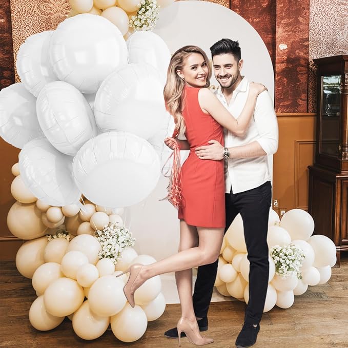 20PCS White Round Shaped Balloons, 18 Inch Round Foil Balloon, Giant Round - Image 7