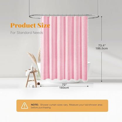 Blush Boho Farmhouse Linen Heavy Duty Cloth Shower Curtain Set, 72x72 | 330GSM - Image 7