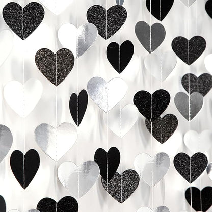 Black White-Silver Party-Decoration Heart Garland - 52ft 21st Men Birthday New by LastingSurprise