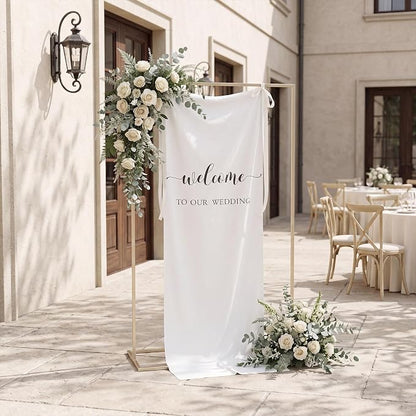Tingjoo 27 × 78 Inch Welcome to Our Wedding Fabric Banner Long Wedding Party - Image 7