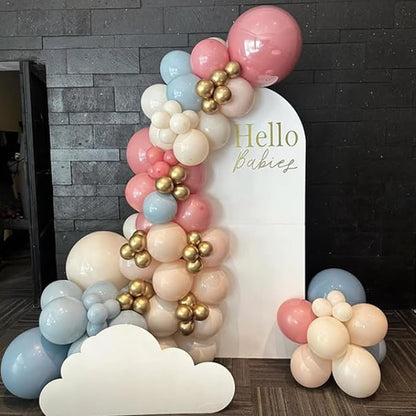 Gender Reveal Balloons, 12 Inch Dusty Pink Blue White Sand and Gold Balloons - Image 3