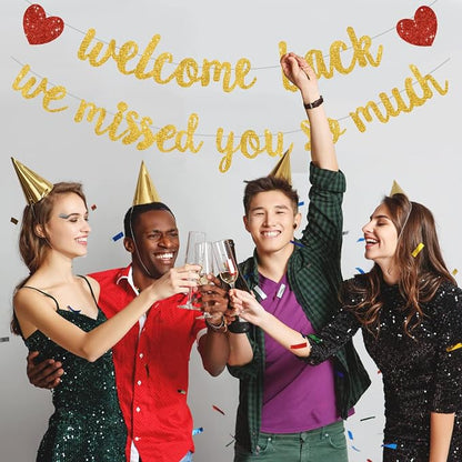 Glitter Gold Welcome Back We Missed You So Much Banner NO DIY | Pre-Strung - Image 5