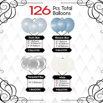 Archloon Dusty Blue Balloon Arch Kit 130 Pcs Light Blue and White Balloon Arch - Image 2