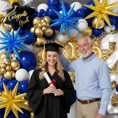 Royal Blue and Gold Graduation Balloons Garland Arch Kit 153Pcs, Graduation - Image 4