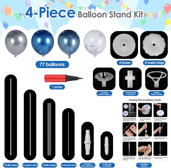 Aneco 4 Set Blue Balloon Stand Kit - Image 3