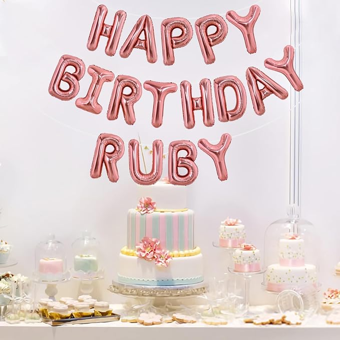 TONIFUL 65 Pcs 16 Inch Rose Gold Happy Birthday Balloons and 2 Sets A-Z Foil - Image 4