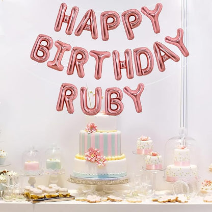 TONIFUL 65 Pcs 16 Inch Rose Gold Happy Birthday Balloons and 2 Sets A-Z Foil - Image 4