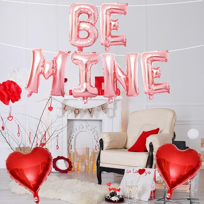 Valentines Day Balloons Decoration, Rose Be Mine and Red Heart Letter Balloons - Image 5