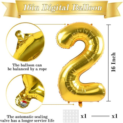 TONIFUL Number Balloons 16 Inch Gold 0-9 Number Mylar Foil Balloons 10 Pcs Gold - Image 2