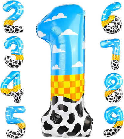 40 Inch Number 1 Balloon Blue Clouds Cartoon Story Balloons Toy Inspired Story by AXBMM