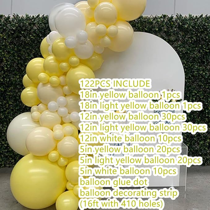 Yellow Balloon Arch Garland Kit-White Balloon 122Pcs - Image 2