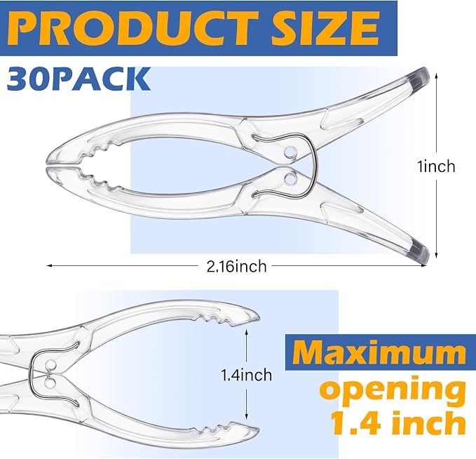 30 Pack Balloon Arch Clips Plastic Transparent Backdrop Spring Clamps 2 Inch - Image 2