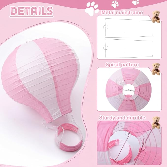 Gemscream 12 Sets Baby Shower Decor Bear Hot Air Balloon Table Centerpieces DIY - Image 5