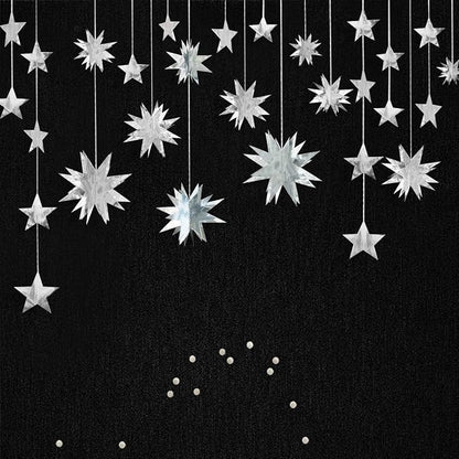 pinkblume Silver Star Garland Party Decorations Kit 3D Stars Metallic Bunting by pinkblume