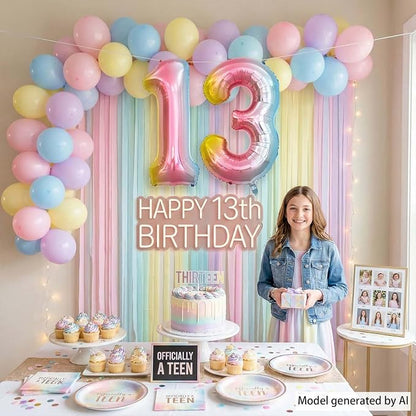 Rainbow Ombre Number 13 Balloon 40 Inch Pastel Foil - Image 3