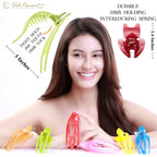 RC ROCHE 6 Pcs Flat Hair Clips Big Claw for Thick Hair French Duckbill Women No Slip Side Slide Curved Alligator Concord Strong Grip Hold Volume Lay Down Clamp, Medium Rainbow Multicolor