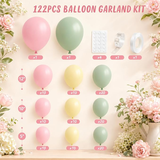 Pink and Green Balloon Arch Kit - Image 2