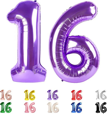 16 Balloon Numbers 40Inch for 16th Year Old Birthday Decorations, Inflation by Mluchee
