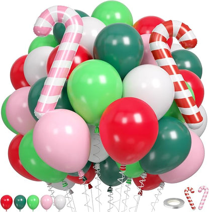 Christmas Balloons, Retro Green and Pink White Xmas Party Balloon by Paready